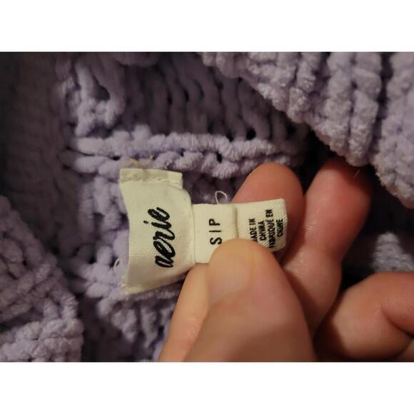 Aerie small purple loose cable knit pullover sweater - Picture 3 of 4